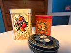 Vintage bloemen blikjes, Verzamelen, Blikken, Ophalen of Verzenden, Gebruikt, Thee