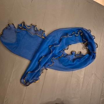 Blauw Sjaaltje met gouden randje nieuw! beschikbaar voor biedingen