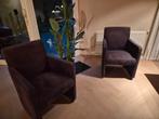 6 Bruine Suede Eetkamerstoelen met Armleuningen, Huis en Inrichting, Stoelen, Gebruikt, Bruin, Ophalen of Verzenden, Vijf, Zes of meer stoelen