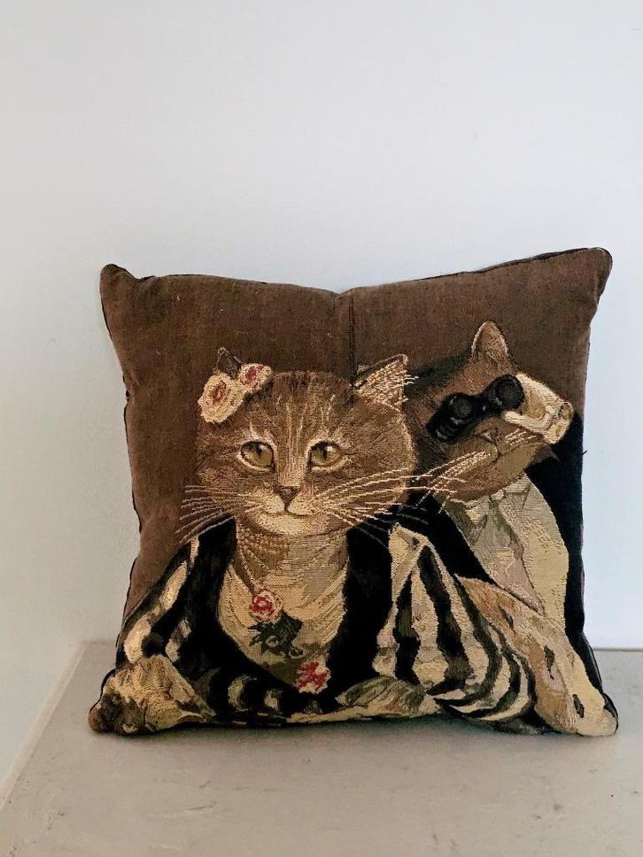 KUSSEN OPERA CATS / Susan Herbert geweven kussenhoes hoes, Huis en Inrichting, Woonaccessoires | Kussens, Vierkant, Ophalen of Verzenden