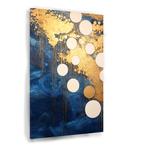 Blauw en Goud Vloeiende Cirkels Glasschilderij 100x150cm + O, Huis en Inrichting, Woonaccessoires | Schilderijen, Tekeningen en Foto's
