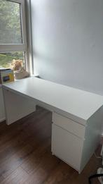 Wit bureau met lades - Gebruikt, Huis en Inrichting, Bureaus, Ophalen, Gebruikt, Bureau