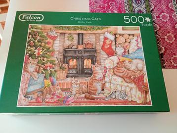 Falcon de Luxe Puzzel - Christmas Cats - 500 stukjes beschikbaar voor biedingen