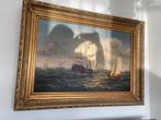 Schilderij: Zeeslag, onbekende kunstenaar, Antiek en Kunst, Kunst | Schilderijen | Klassiek, Ophalen of Verzenden