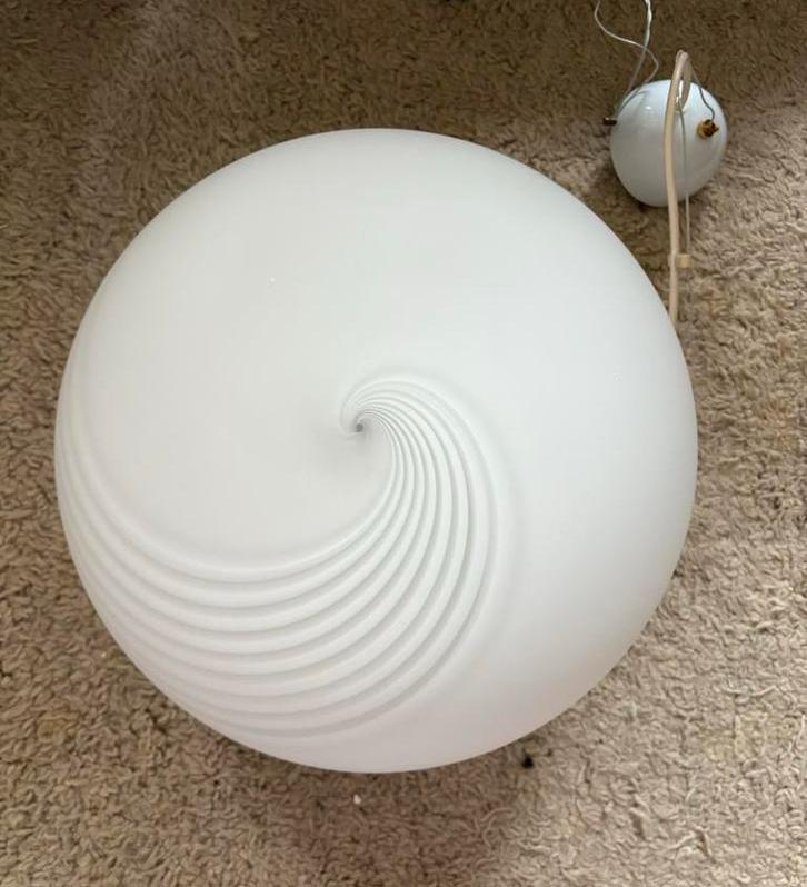 Murano Swirl plafondlamp - Italie jaren 1970’s, Huis en Inrichting, Lampen | Hanglampen, Gebruikt, Minder dan 50 cm, Glas, Ophalen of Verzenden