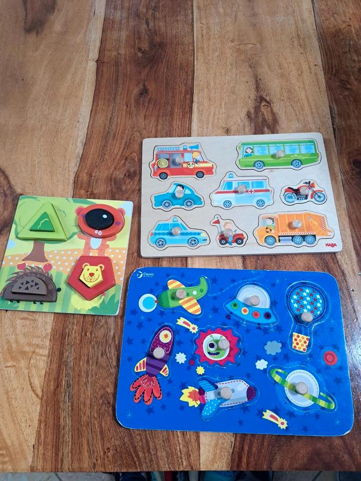 Houten Puzzels Set - Educatief Speelplezier!, Kinderen en Baby's, Speelgoed | Kinderpuzzels, Gebruikt, 2 tot 4 jaar, 10 tot 50 stukjes