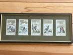 serie 5 oude antieke gravures metselaar timmerman etc, Ophalen of Verzenden