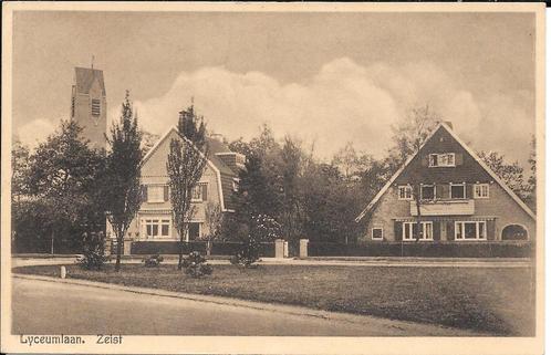 Zeist, Lyceumlaan met Huize De Schuine Dak (Afgebroken) Kerk, Verzamelen, Ansichtkaarten | Nederland, Gelopen, Utrecht, 1920 tot 1940