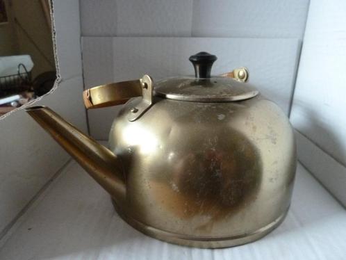 Vertinde waterketel met rieten hengsel, Antiek en Kunst, Antiek | Koper en Brons, Koper, Ophalen of Verzenden