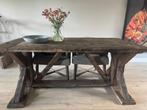 Landelijke eettafel teak, kruispoot, Huis en Inrichting, Tafels | Eettafels, Ophalen, Teakhout, 50 tot 100 cm, Zo goed als nieuw