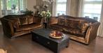 Fijne 2-zits en 3-zits bank bruin, tafel, 2 fauteuils, Huis en Inrichting, Ophalen, Gebruikt, Stof, Klasiek met een vleug luxe