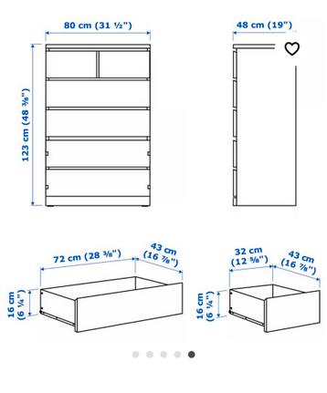 Ikea Malm ladekast 6 lades wit - afbeelding 6