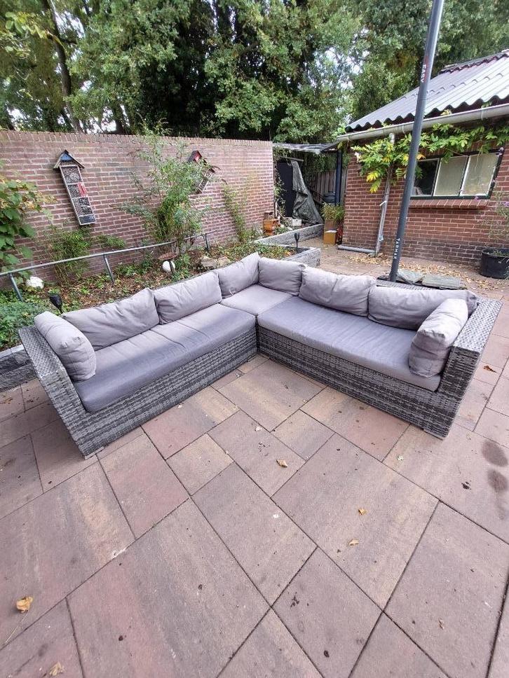 loungeset, Tuin en Terras, Tuinsets en Loungesets, Gebruikt, Loungeset, Kunststof, 5 zitplaatsen, Bank, Ophalen