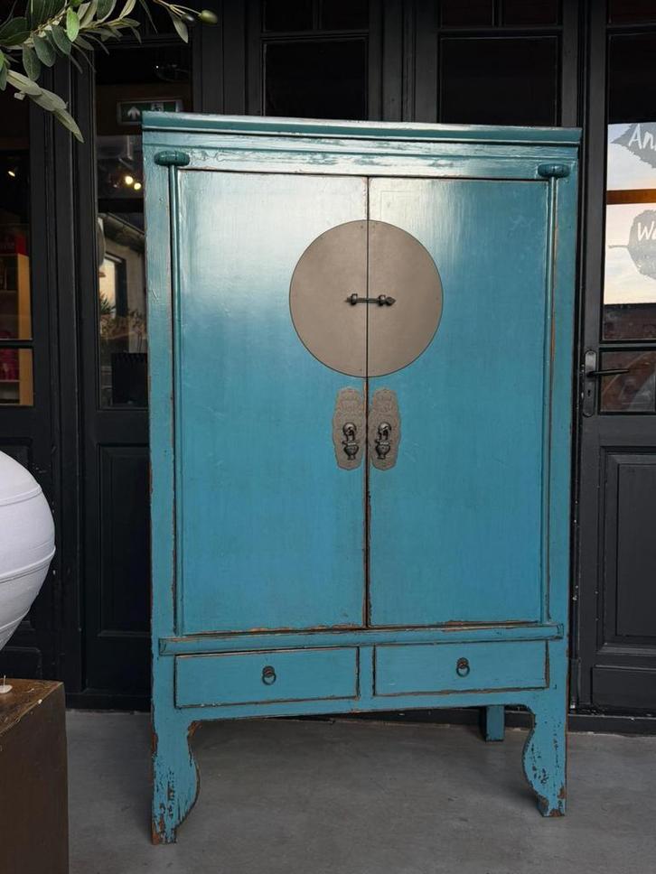 Chinese Bruidskast Hoogglans Blauw, Huis en Inrichting, Kasten | Lockerkasten, Gebruikt, Ophalen of Verzenden