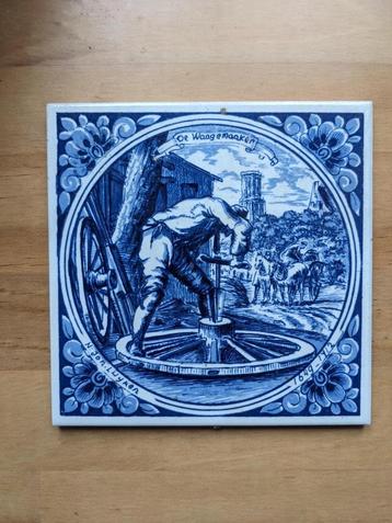 Vintage Mosa tegel “De Wagemaker”  Delfts blauw ambacht 1977 beschikbaar voor biedingen