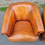 2 schapenleren club fauteuils cognac + BEZORGING GRATIS, Gebruikt, ., Ophalen of Verzenden, .