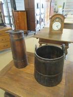 Oer 11616 ANTIEKE eikenhouten emmer met karnton, Ophalen