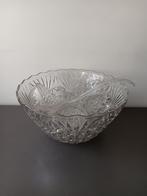 Vintage glazen punchset – schaal + 9 cups + lepel, Huis en Inrichting, Keuken | Servies, Gebruikt, Ophalen of Verzenden, Overige stijlen