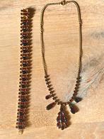 Vintage Sieradenset: Ketting & Armband, Overige materialen, Gebruikt, Ophalen of Verzenden, Met edelsteen