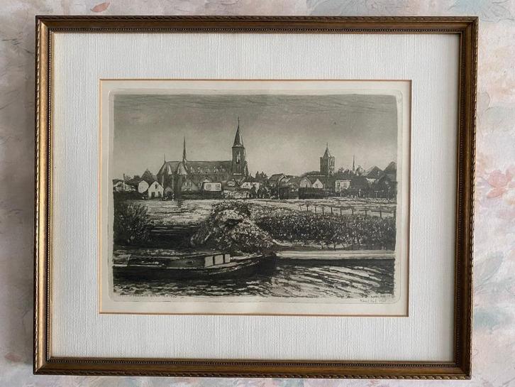 Ets  ,   Noordwijk  . binnen   .    1930, Antiek en Kunst, Kunst | Etsen en Gravures, Ophalen of Verzenden