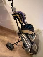 Golfkar met tas en 3 linkshandige clubs, Ophalen, Gebruikt, Golfkar, Overige merken