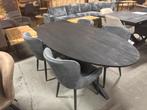Tafel ovaal zwart met 4 armstoelen, Ophalen, Outletliving7@gmail.com, Stof, Vier
