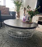 Leuke salontafel wit met bruin blad, Huis en Inrichting, Tafels | Salontafels, Ophalen, Gebruikt, Rond, 50 tot 100 cm