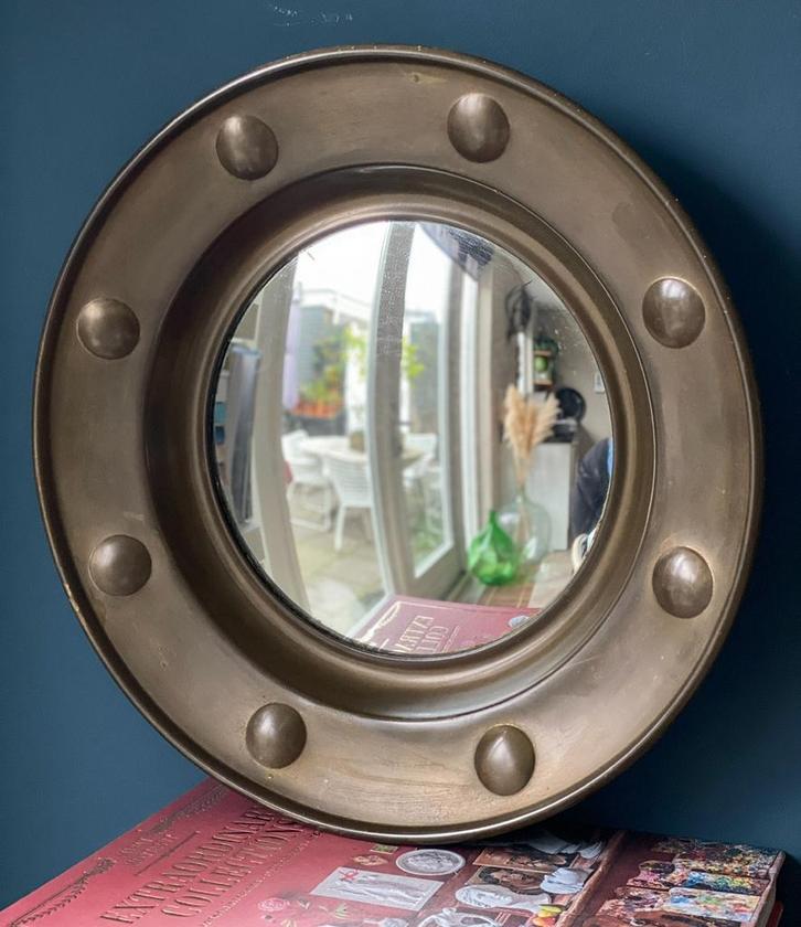 Vintage Butler spiegel, Huis en Inrichting, Woonaccessoires | Spiegels, Minder dan 50 cm, Minder dan 100 cm, Rond, Verzenden
