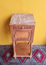 Vintage brocante landelijk eikenhouten nachtkastje, marmer, Ophalen, Gebruikt, Minder dan 45 cm, Vintage