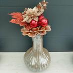 Decoratieve Vaas met Kerstversiering, Huis en Inrichting, Ophalen, Overige kleuren, Aardewerk of Porselein, Zo goed als nieuw