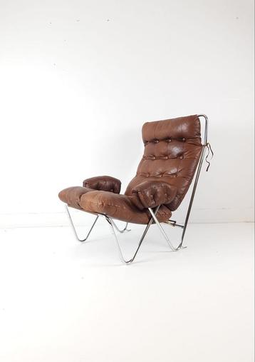 Vintage chromen buisframe fauteuil bruin leer | ikea ‘70 ? beschikbaar voor biedingen