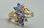 Gouden Vintage ring met tanzaniet en diamant. 2025/610., ., Paars, Ophalen of Verzenden, .