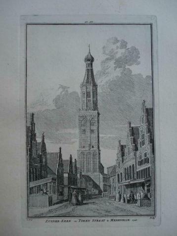371-372 / Medemblik Zuiderkerk en Torenstraat Kopergravure beschikbaar voor biedingen