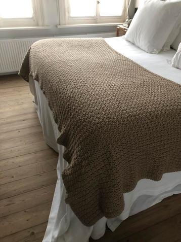 UITVERKOOP! DEKEN PLAID BEDLOPER SPREI WOL ZANDKLEUR XL beschikbaar voor biedingen