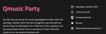 4 e-tickets Qmusic Party 4 oktober in breda beschikbaar voor biedingen