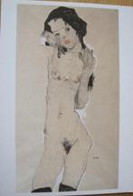 Egon Schiele - zwartharige naakt meisje - 1910 - nieuw, Verzenden, 1980 tot heden, Ongelopen, Overige thema's
