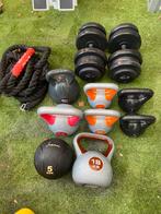 Fitness set, dumbells, kettlebells, battle rope, Sport en Fitness, Fitnessmaterialen, Ophalen of Verzenden, Zo goed als nieuw
