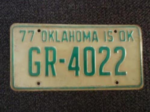 Kentekenplaat licenseplate Oklahoma is OK 1977 USA, Verzamelen, Automerken, Motoren en Formule 1, Gebruikt, Auto's, Verzenden