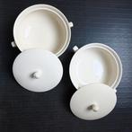 2 Petrus Regout Dekschalen Crème - Ø 22cm, Ophalen of Verzenden, Gebruikt