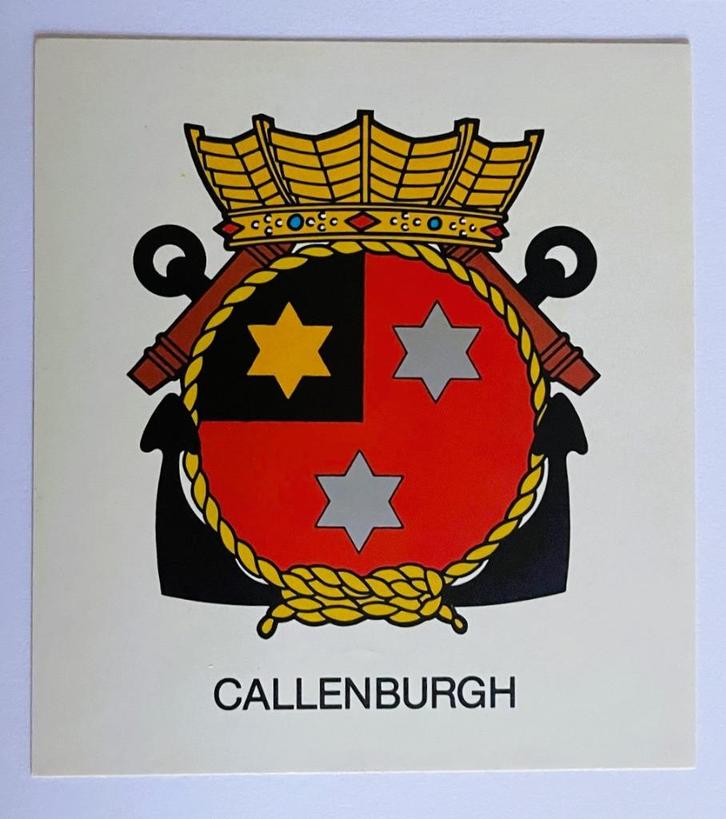 Hr.Ms. Callenburgh [F808] - oude sticker - 1980's, Verzamelen, Militaria | Algemeen, Marine, Overige typen, Nederland, Ophalen of Verzenden