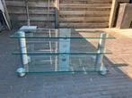 TV meubel van gehard glas op wieltjes, Huis en Inrichting, Ophalen, Zo goed als nieuw