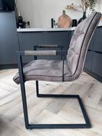 6 Antraciet Eetkamerstoelen met Stalen Poot, Ophalen, Zo goed als nieuw, Metaal, Vijf, Zes of meer stoelen