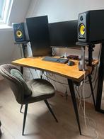 Massief Houten Bureau + Stoel - 5cm dik hout - 120 x 60, Ophalen, Zo goed als nieuw, Bureau
