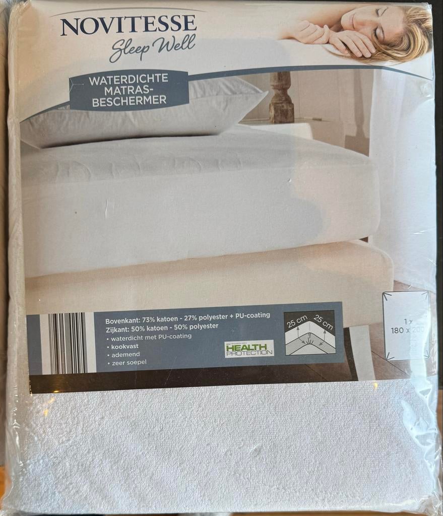 Nieuwe topper hoeslaken en matrasbeschermer 180x200, Overige maten, Nieuw, Ophalen of Verzenden, Wit
