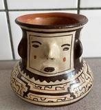 Prachtige vaas Peru gezicht keramiek, Ophalen of Verzenden