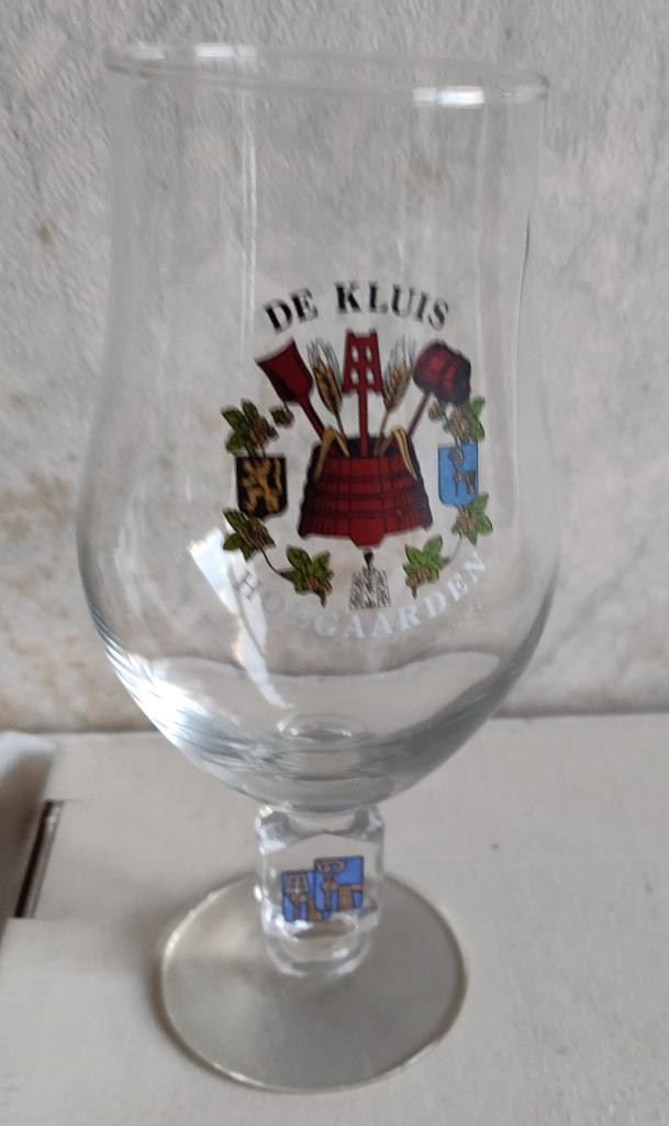 HOEGAARDEN oud  hoog bierglas DE KLUIS, Ophalen of Verzenden, Zo goed als nieuw, Glas of Glazen, Overige merken
