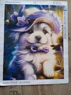 Hondje met hoed - 46 x 56 cm. - Diamond Painting schilderij, Minder dan 50 cm, Nieuw, Ophalen of Verzenden, Schilderij