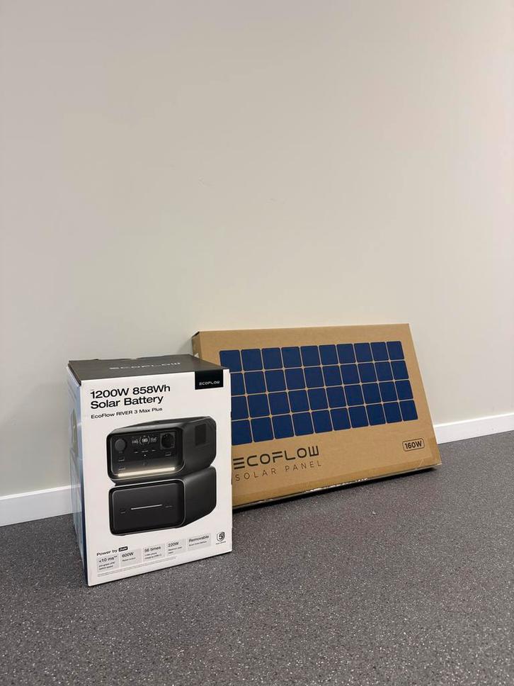 EcoFlow RIVER 3 Max Plus + 160W Zonnepaneel - Nieuw!, Caravans en Kamperen, Kampeeraccessoires, Nieuw, Ophalen of Verzenden