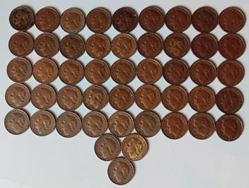 44 Stuks koperen centen wilhelmina 1948 beschikbaar voor biedingen