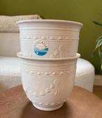 Vintage Scheurich Toscana Bloempot Beige of Wit 15/18cm, Tuin en Terras, Bloempotten, Rond, Binnen, Ophalen of Verzenden, Zo goed als nieuw